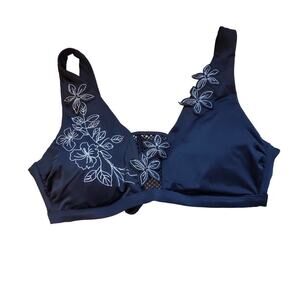 Ashley Graham Swimsuits For All Black Floral Bikini Bathing Suit Top Size 10 NWT
